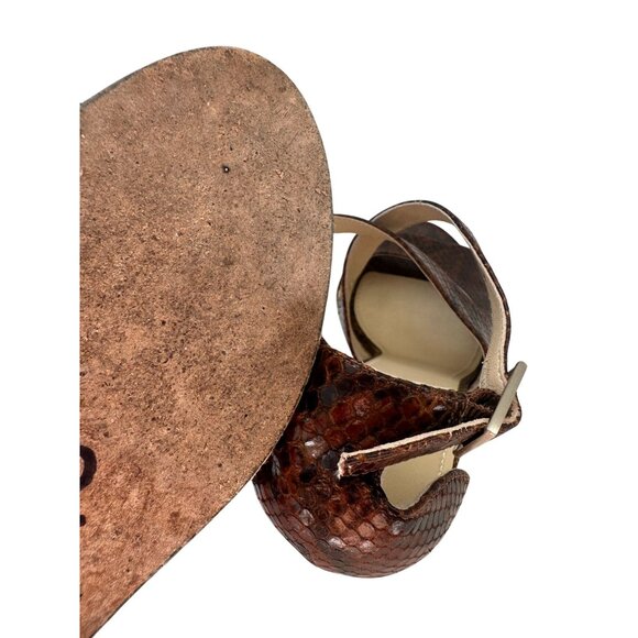 BRIAN ATWOOD Dekota Brown Leather Espadrille Wedges Size 7.5 - Picture 8 of 8